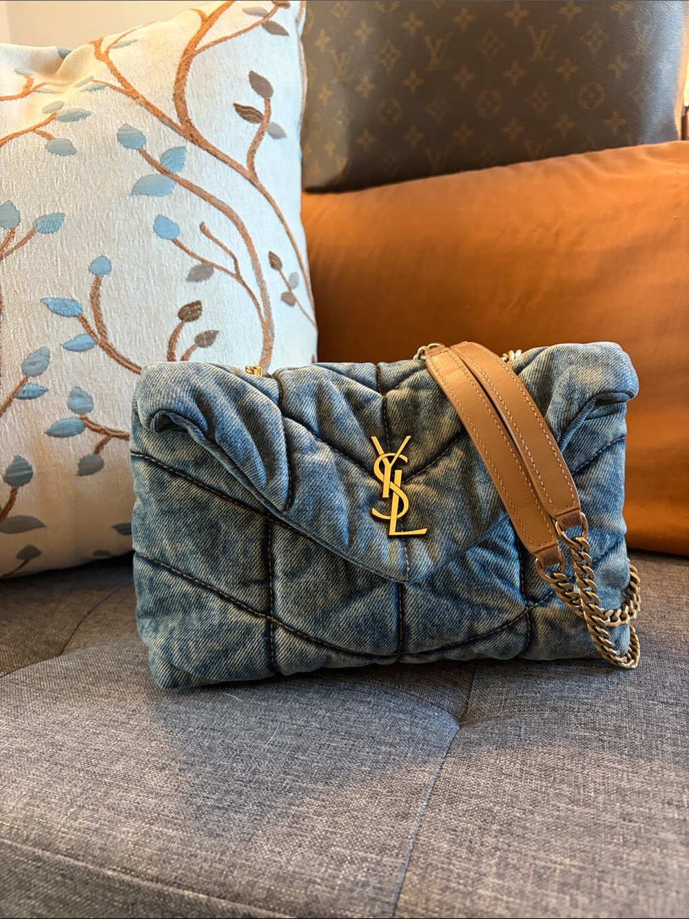Saint Laurent Blue Denim Loulou Puffer